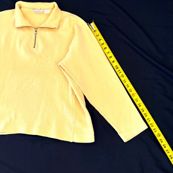 Tommy Bahama Womens Sweater Large Yellow Stretch 1/4 Zip - Picture 7 of 8